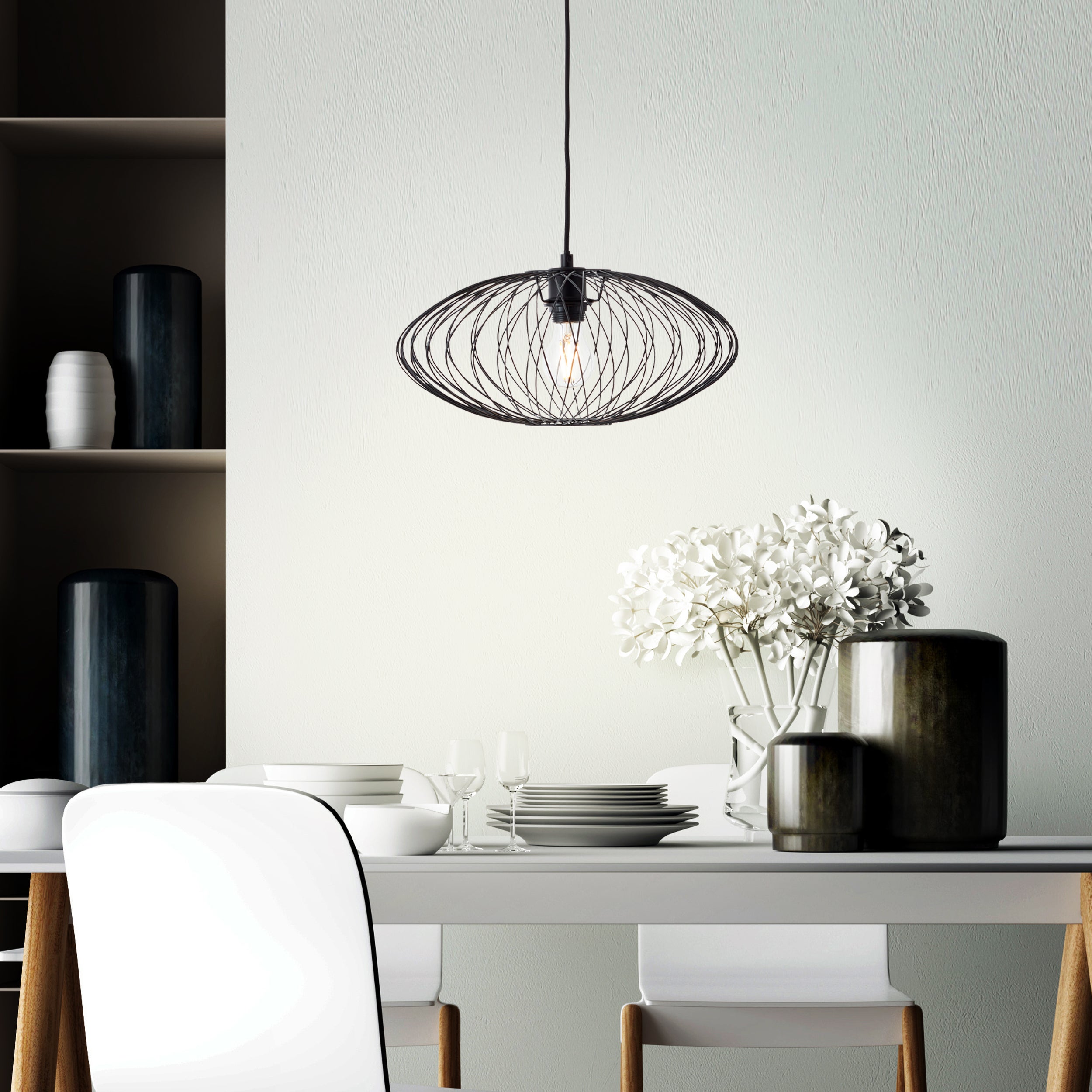 Brilliant Lampa wisząca Norden 40cm czarny matowy metal/szkło 1x A60, E27, 40W - 6