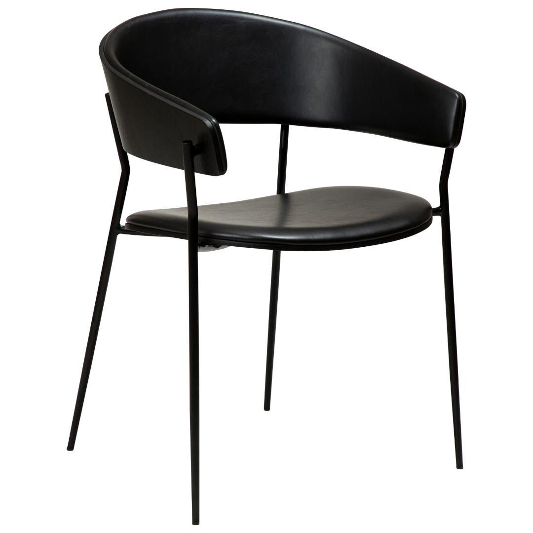 Crib Dan-Form krzesło stołowe z podłokietnikami fornir jesion, PU skóra sztuczna czarny.