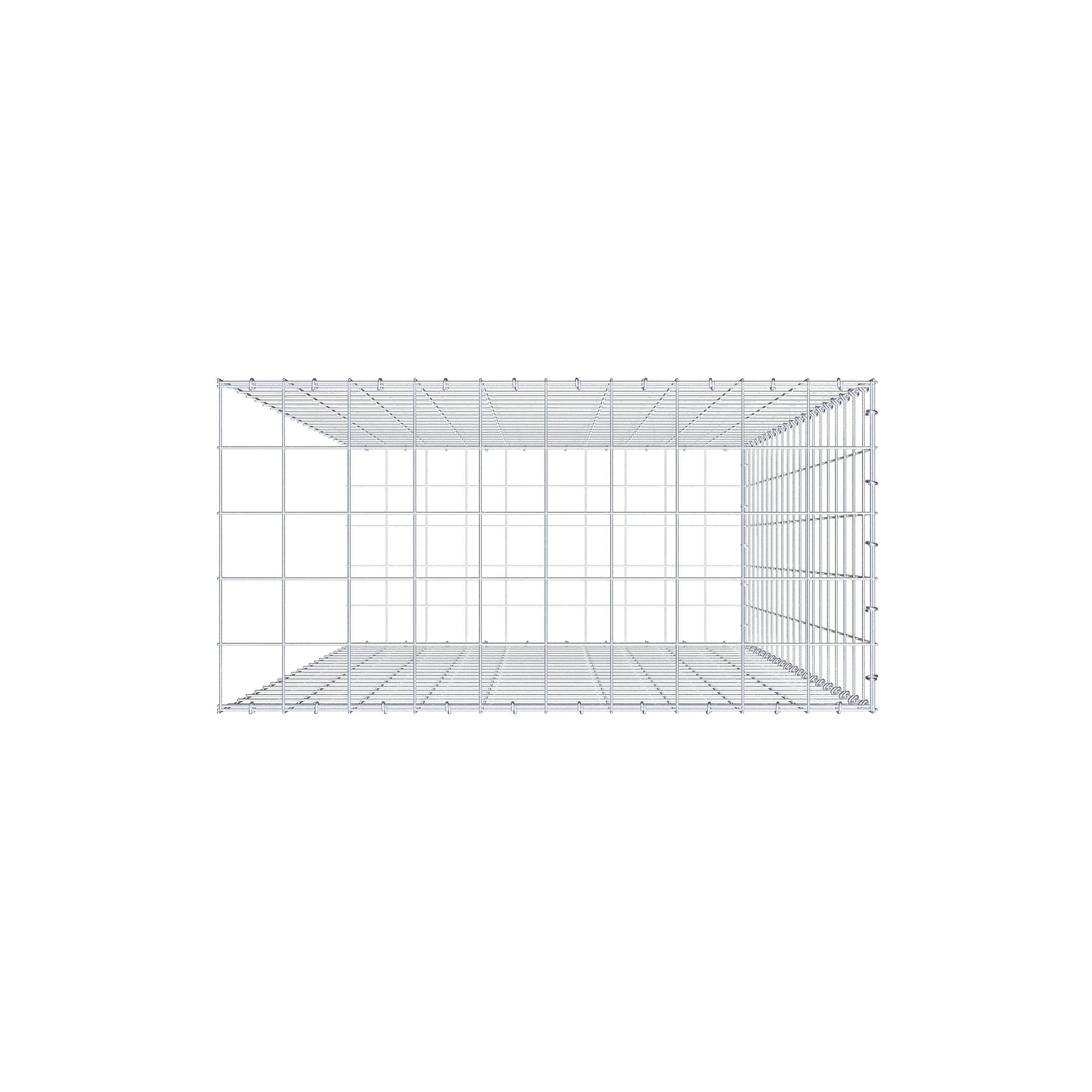 Gavión para alargar en acero galvanizado 200x100x50cm (LxAxP), malla 10 x 10cm, Anillo en C, sin rejilla frontal - 8