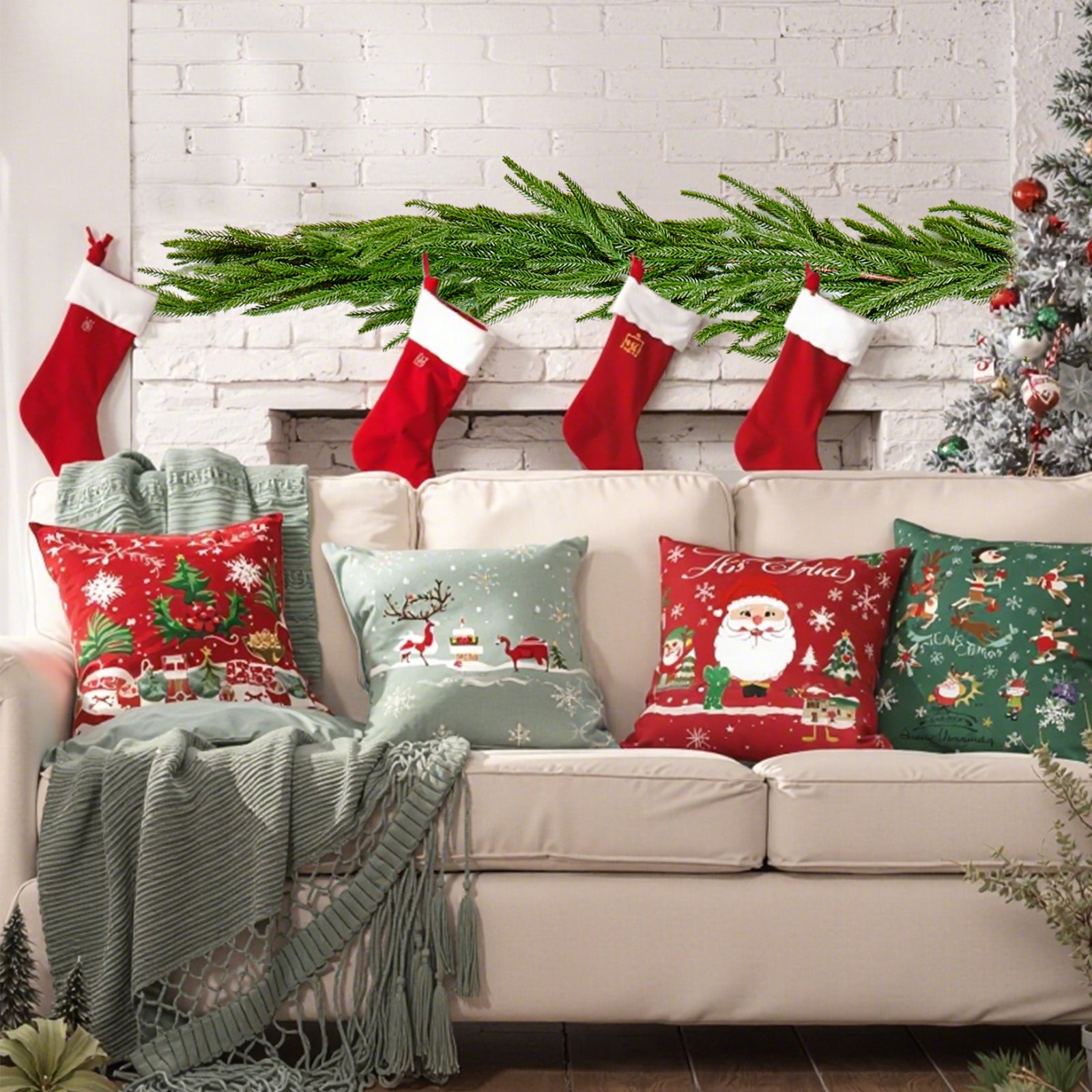 Grinalda de Natal,VEVOR 1,5 m,grinalda artificial de pinheiro da Ilha de Norfolk,para interior,exterior,mesa,lareira,pendurados - 8