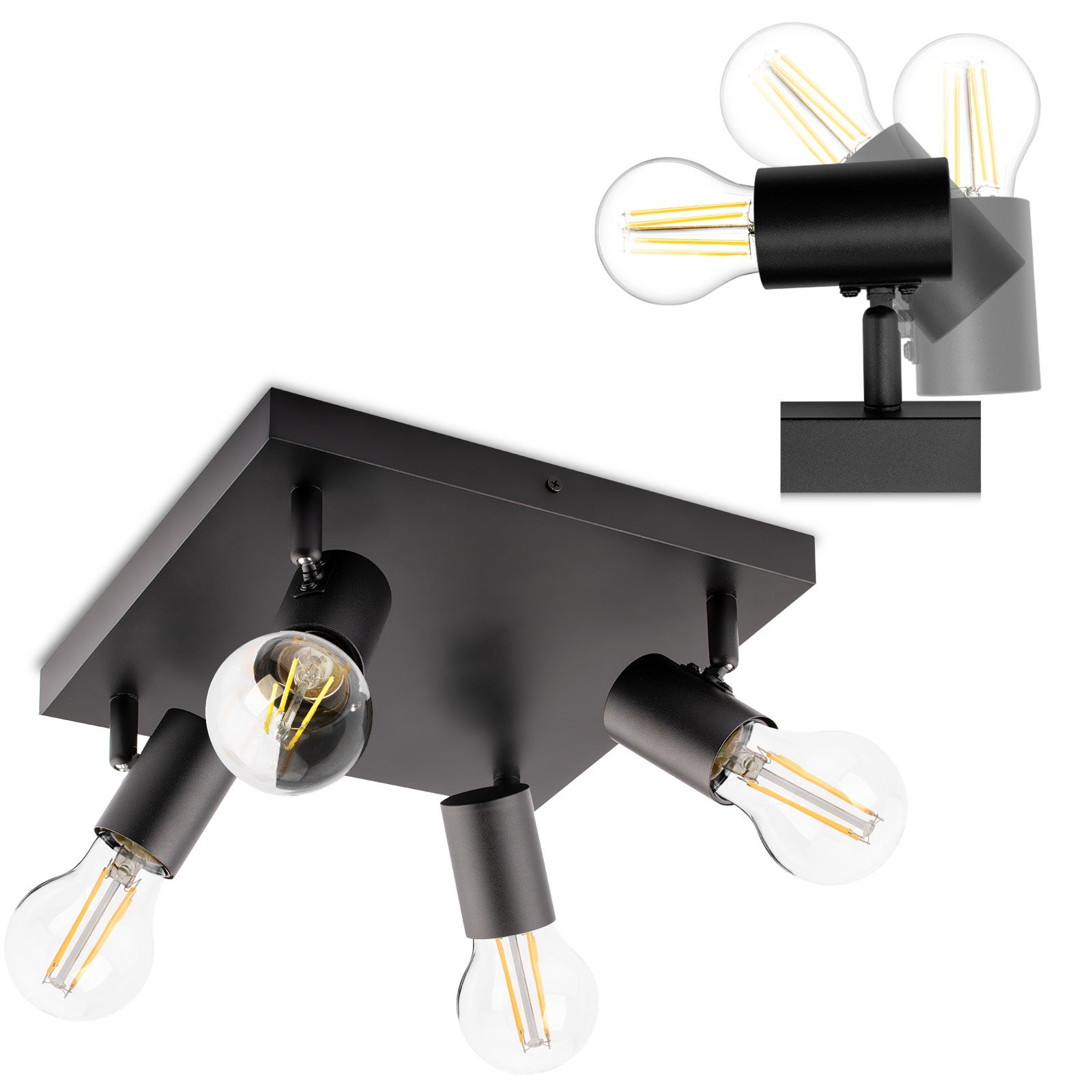 Lampa Sufitowa Lumiled Plafon Spot Tuba Reflektor Oprawa Halogenowa 4x E27 1 szt.