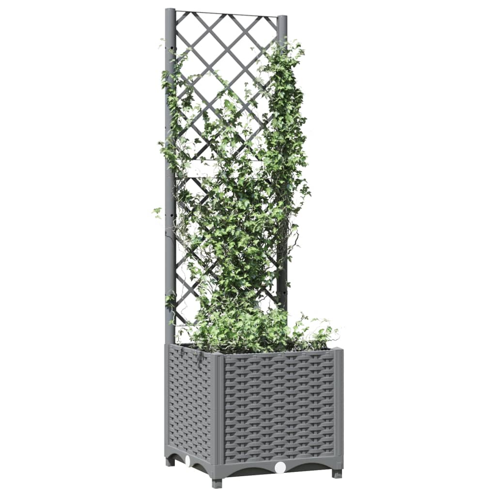 Maison Exclusive - Vaso/floreira jardim c/ treliça 40x40x136 cm PP cinzento-claro - 3