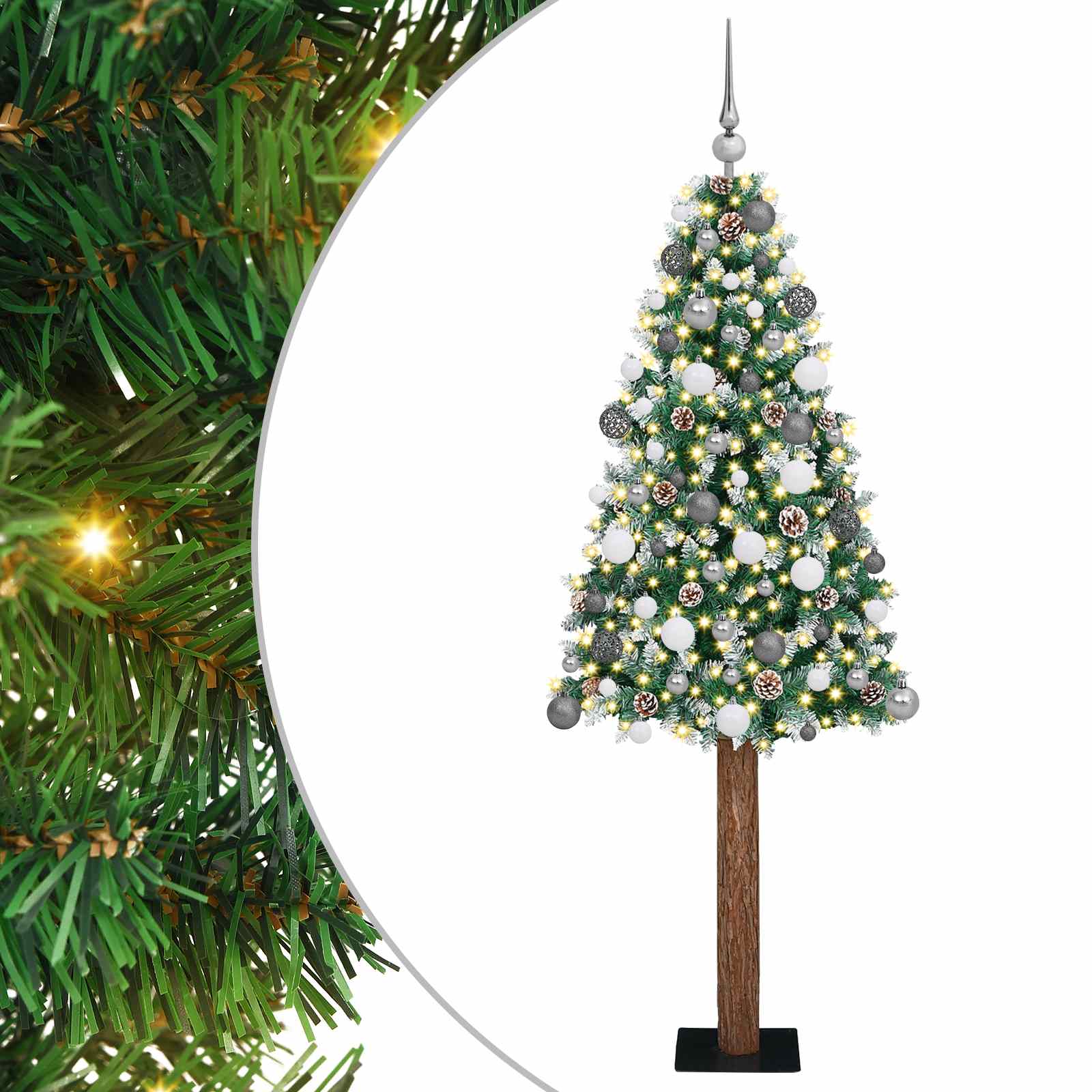 Szczupła Choinka Zielony 180 cm PVC i lite drewno sosnowe vidaXL