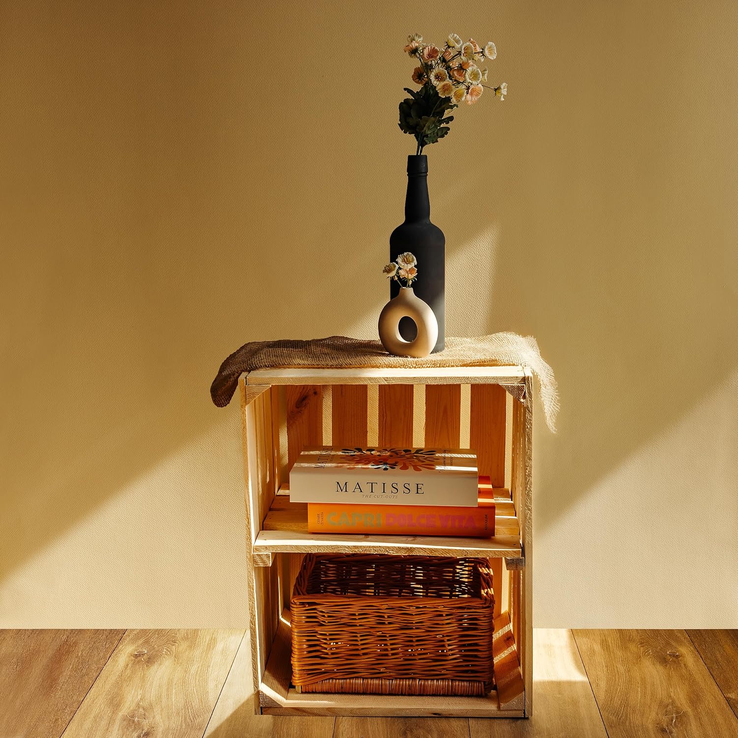 Creative Deco Caisse en Bois Naturel avec Etagere | 50x40x30 cm | Caisse de Rangement | Caisse Rangement Bois | Caisse Vin | Cagette Bois Deco - 8