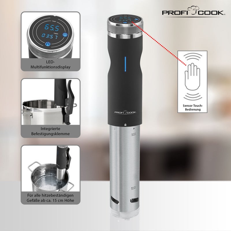Roner Sous Vide per cotture lente e sottovuoto a bassa temperatura Proficook Nero/Argento SV1126 800 - 7