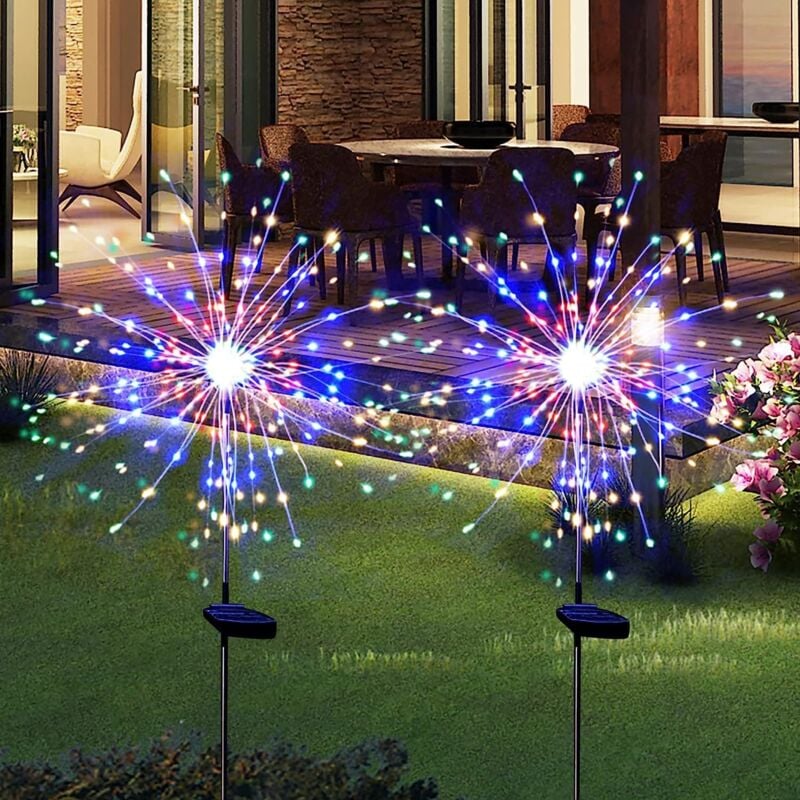 Lot 2 Guirlandes Solaires 200 LED Feux D'Artifice – Lumière Magique Jardin, Étanche IP65, 8 Modes, Noël Mariage