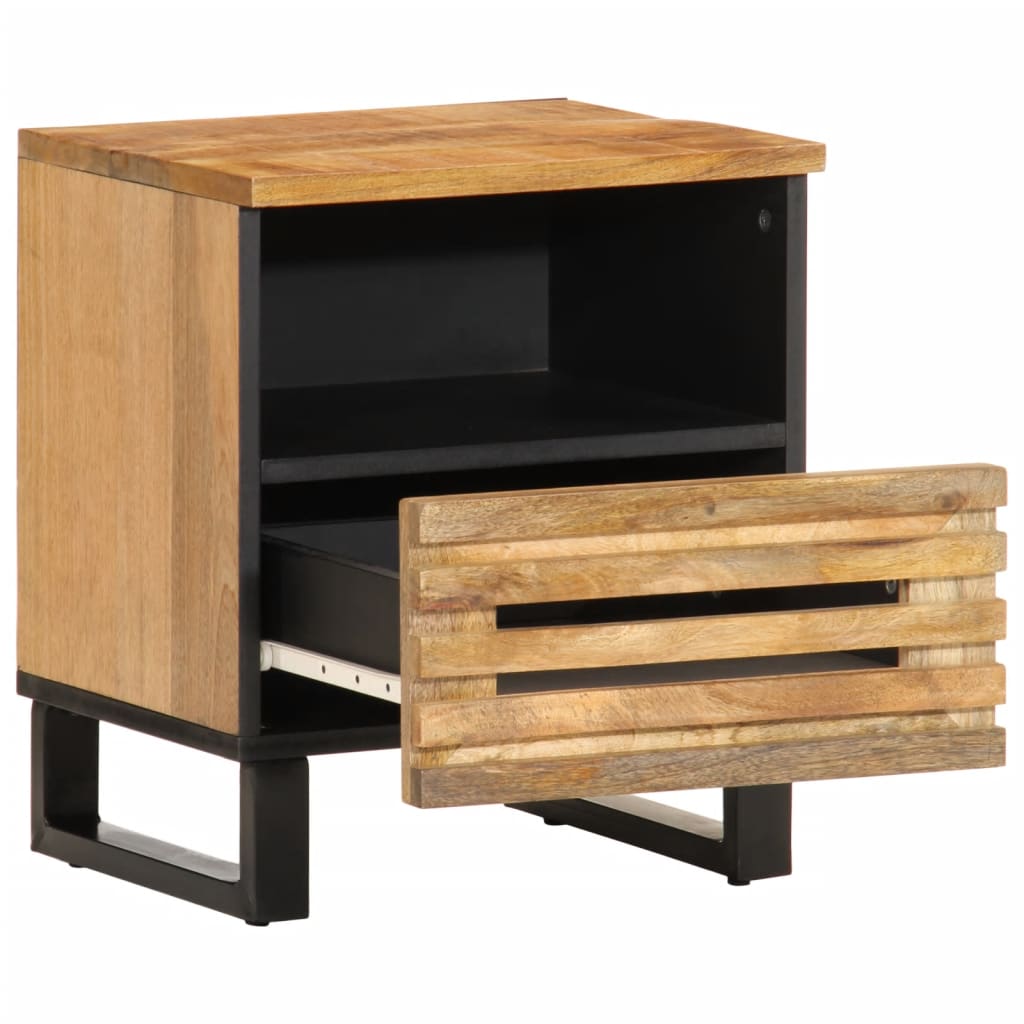 2 pcs Mesas de cabeceira，Mesita de noche，Mesa Auxiliar 40x34x46 cm mangueira áspera maciça CFW559879 - 3