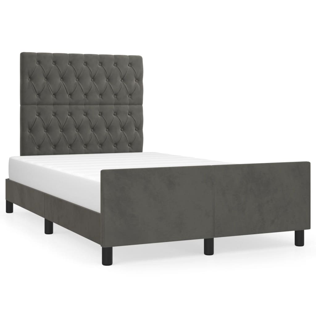 Cadre de lit sans matelas gris foncé 120 x 200 cm velours - 2