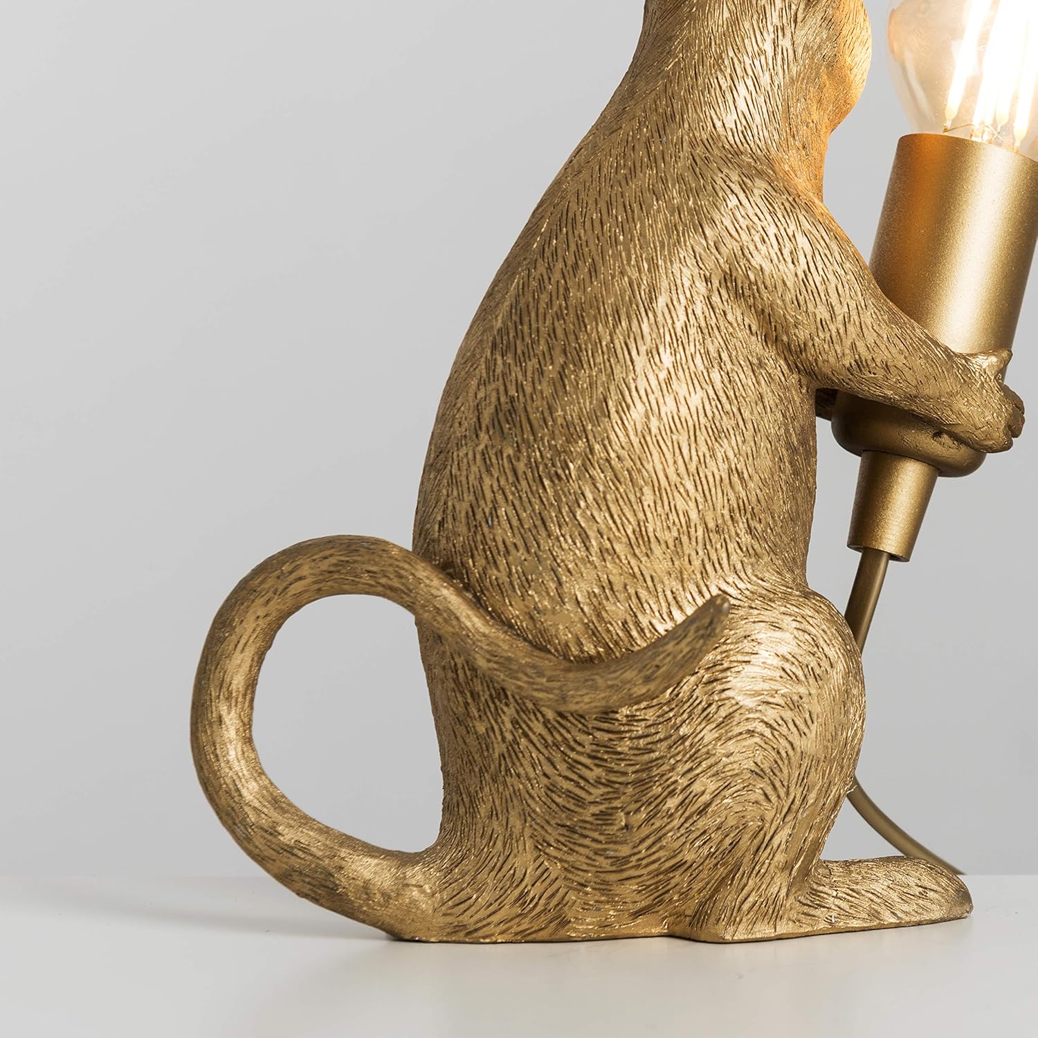 Nowoczesna, malowana, złota, metalowa lampa stołowa z motywem szczura, lampa stołowa do salonu, jadalni, sypialni - 5