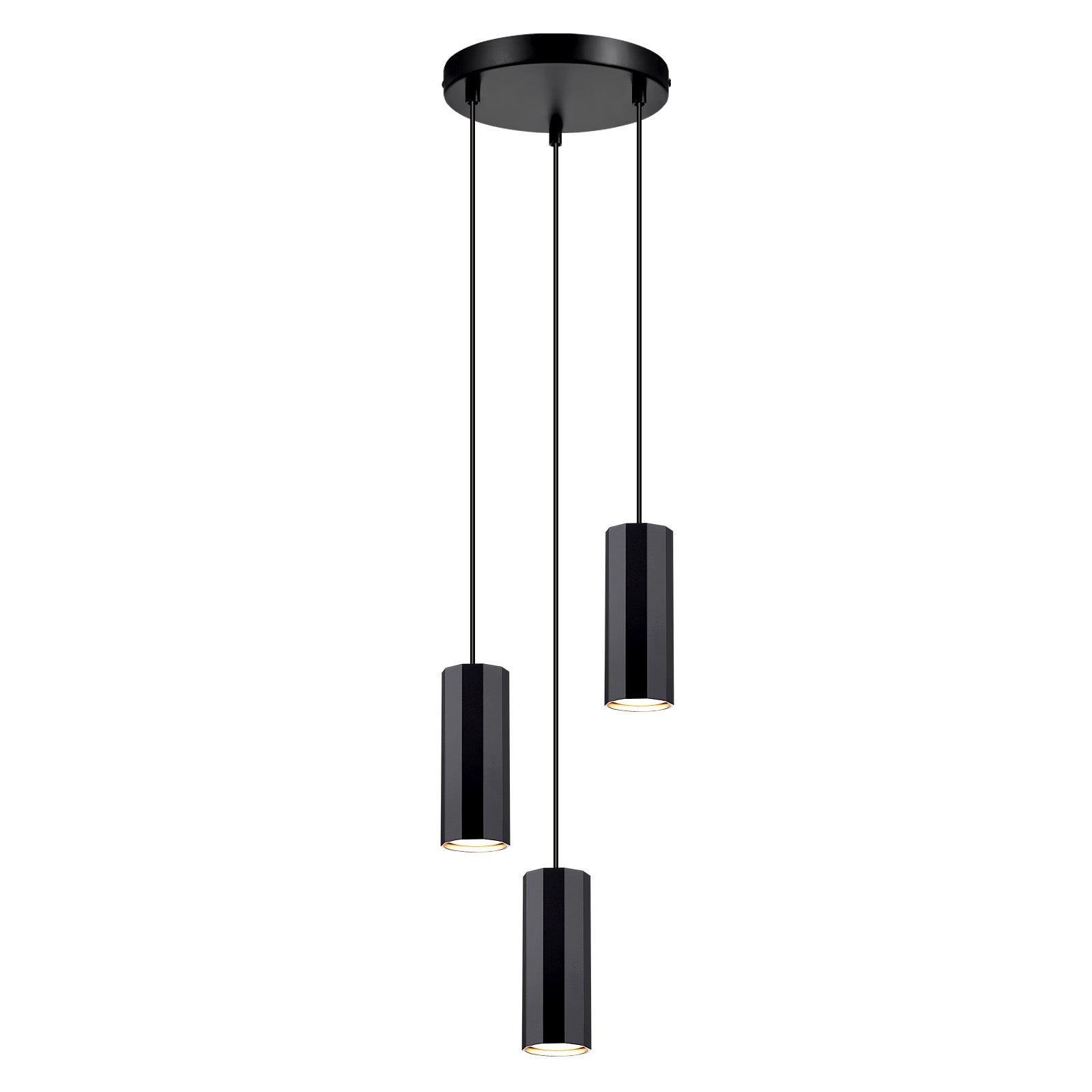 ZMH Czarna metalowa lampa o średnicy 20cm, trzy gniazda GU10, styl industrialny do jadalni, salonu