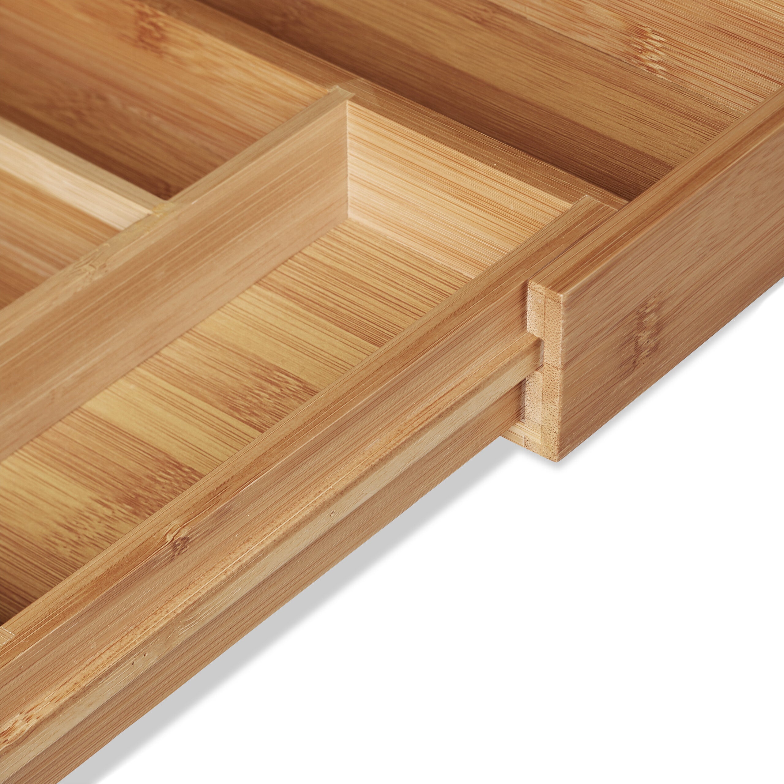 Range-couvert, extensible, organiseur de tiroir haut en bambou, 6,5 x 38 x 35,5 cm, rangement cuisine, nature, Relaxdays - 7