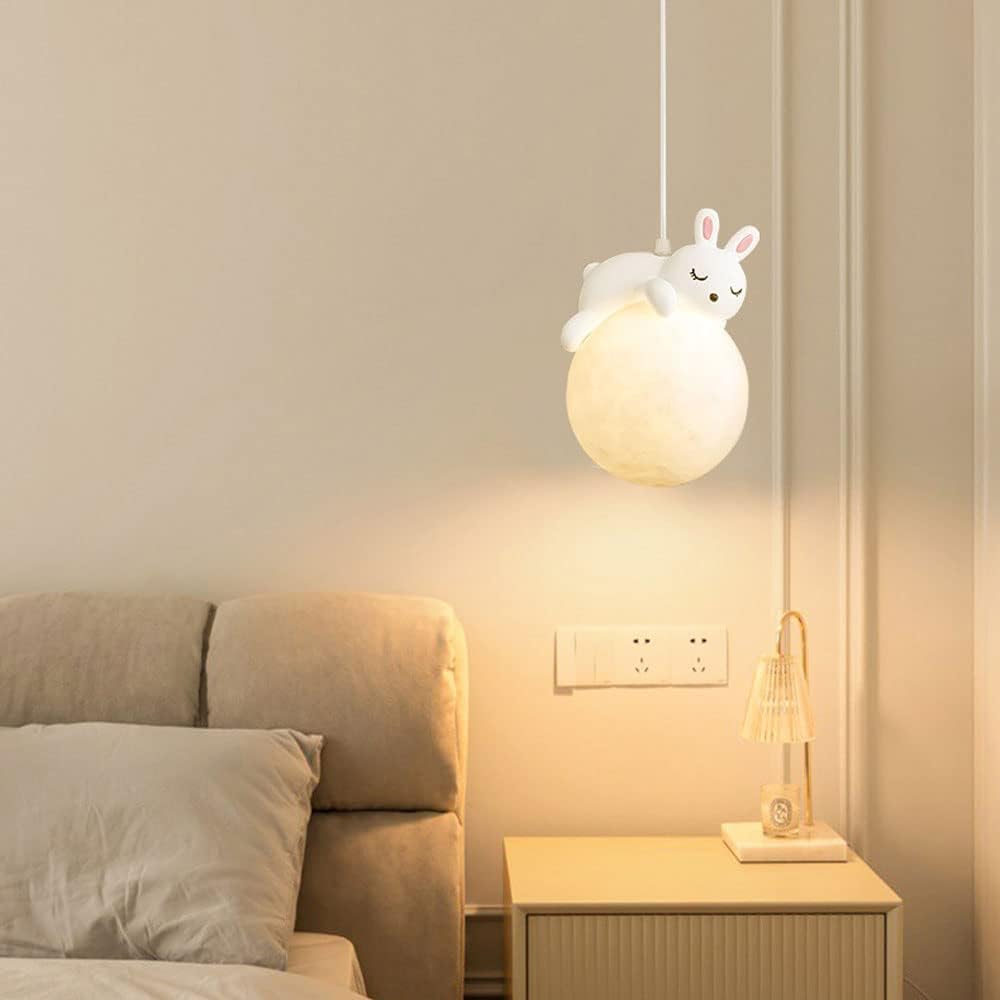 Nordic Minimalism Cute Bear Pendentif Light with 3D Print Moon Globe ...