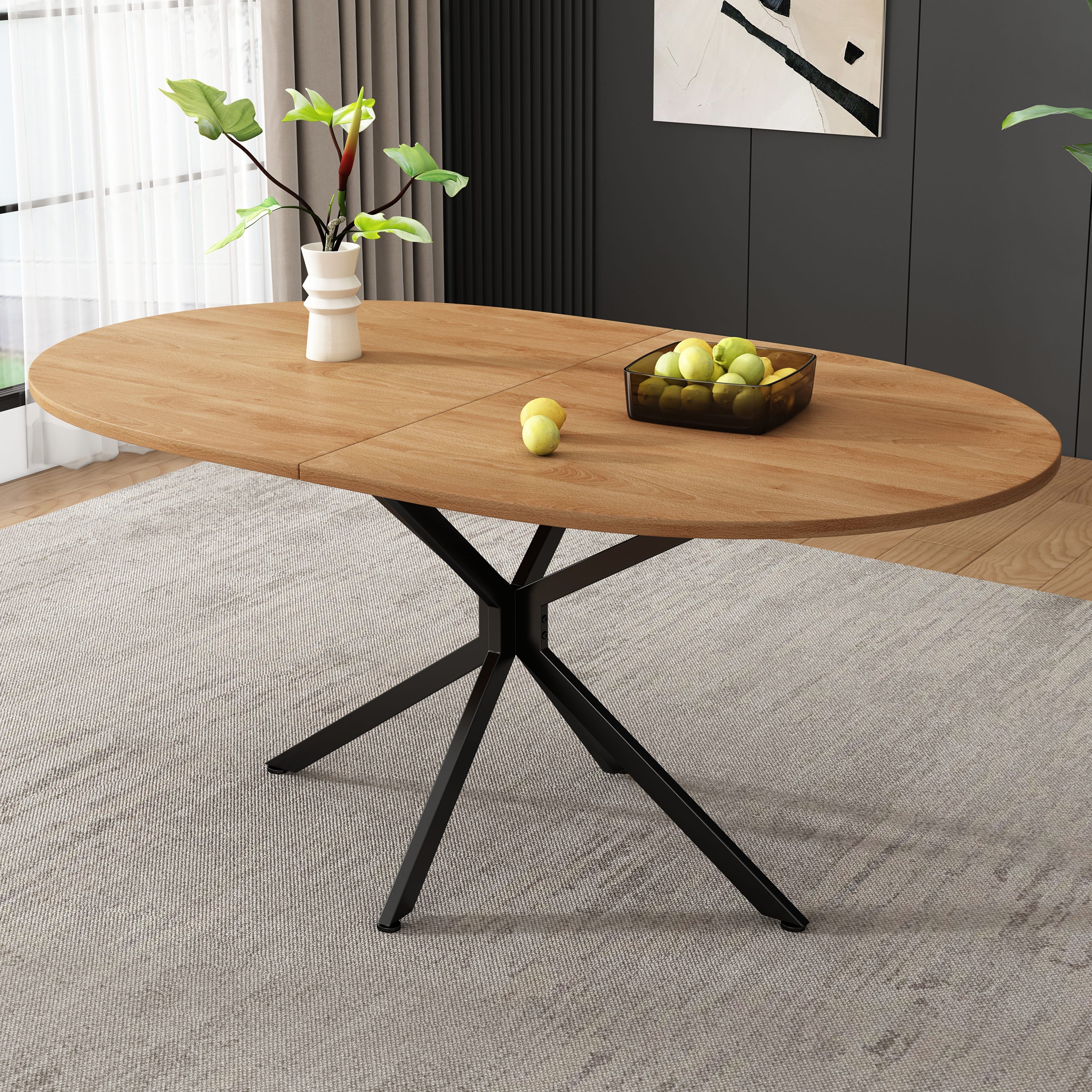 Table Manger Ovale Avec Plateau MDF Et Pieds M tal Design table-manger-ovale-avec-plateau-mdf-et-pieds-m-tal-design