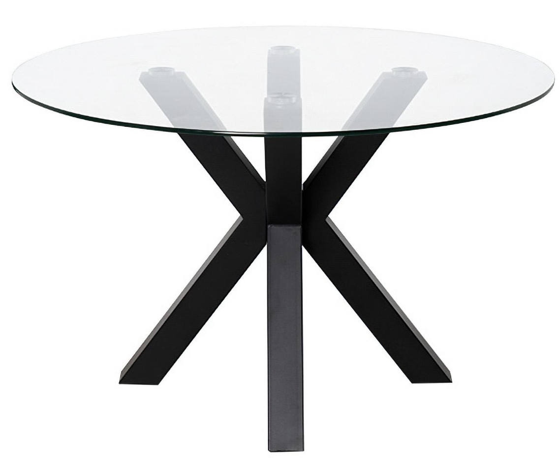 Table ronde moderne Jadys – Plateau en verre et pieds croisés en métal ...