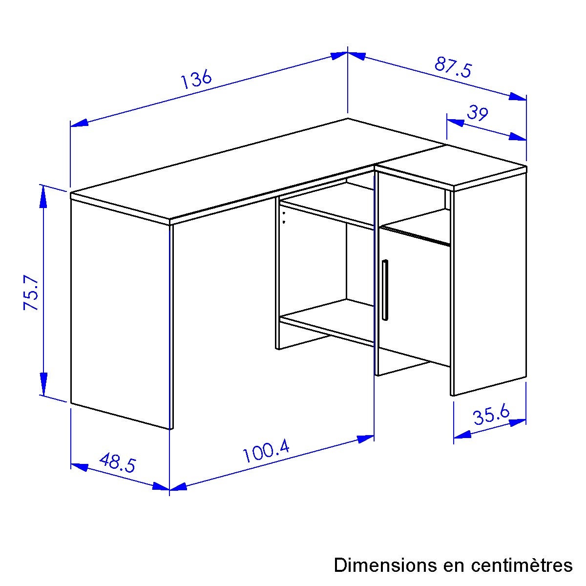 Bureau angle Blanc-Bois LIVERPOOL - 5