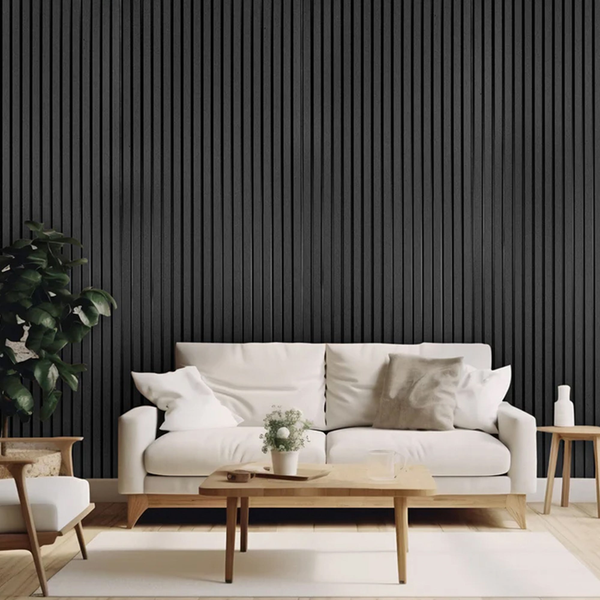 Bach - Lot de 8 Panneaux Acoustiques Décoratifs 150x18 cm pour Intérieur et Extérieur en WPC Noir - 6