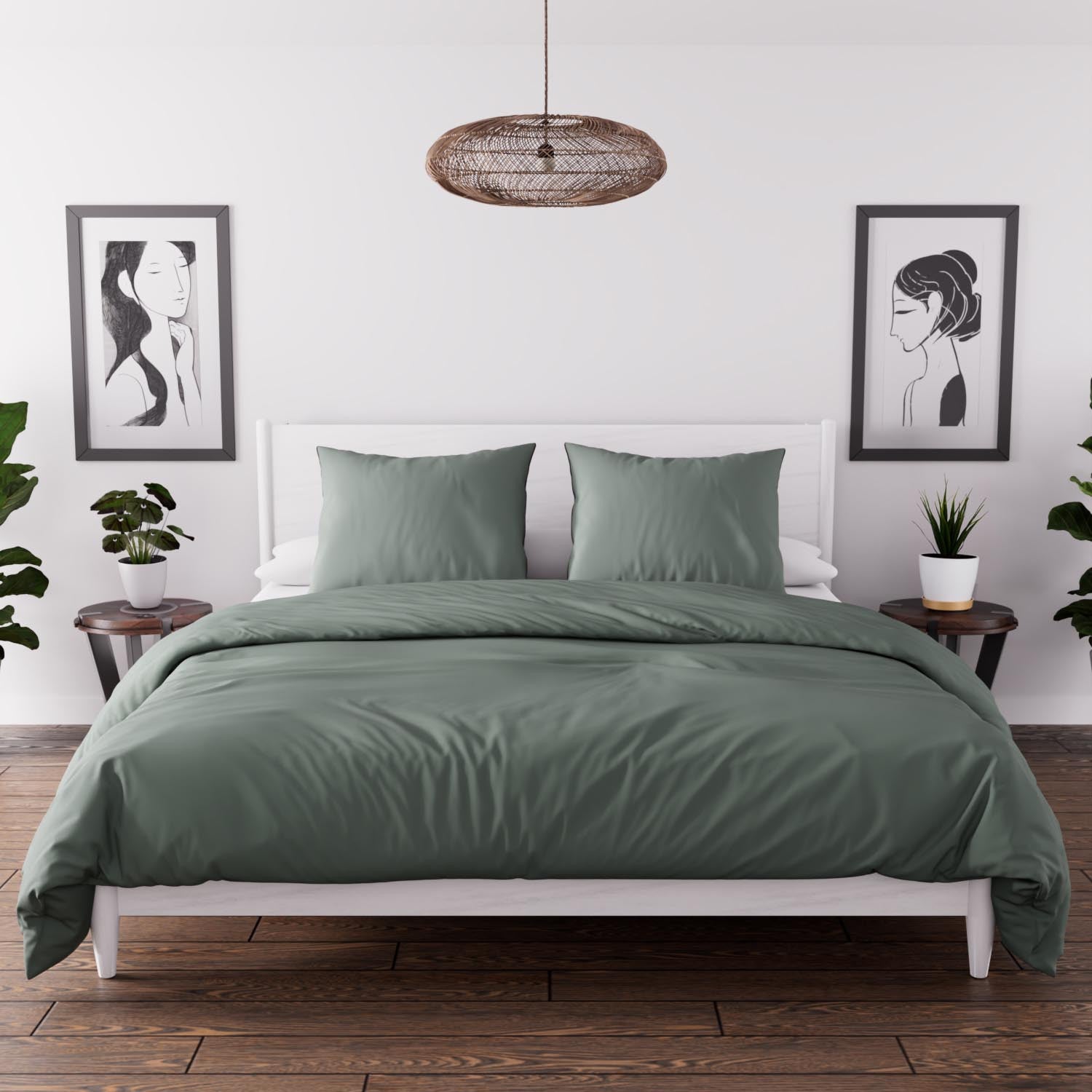 Ensemble couette et parure 7 Pièces BOHEME kaki pour lit en 160x200 cm, par Soleil d'ocre - 2