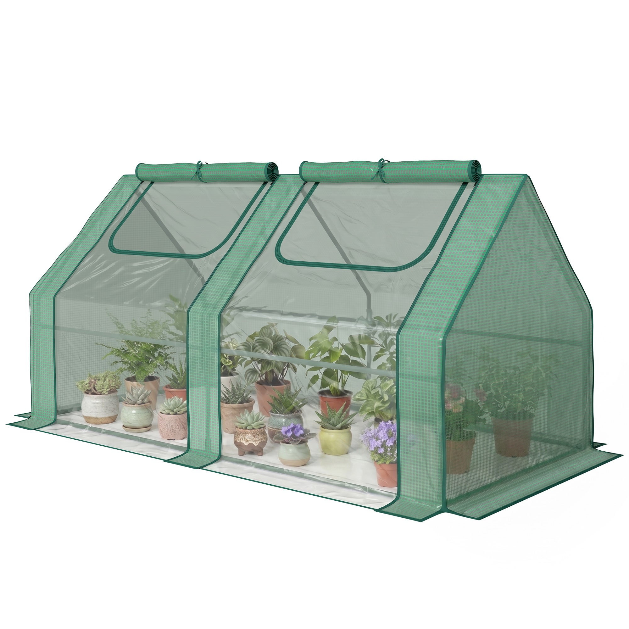 Sera de gradina din otel, copertina pe 180x90x90 cm, verde Outsunny | Aosom Romania