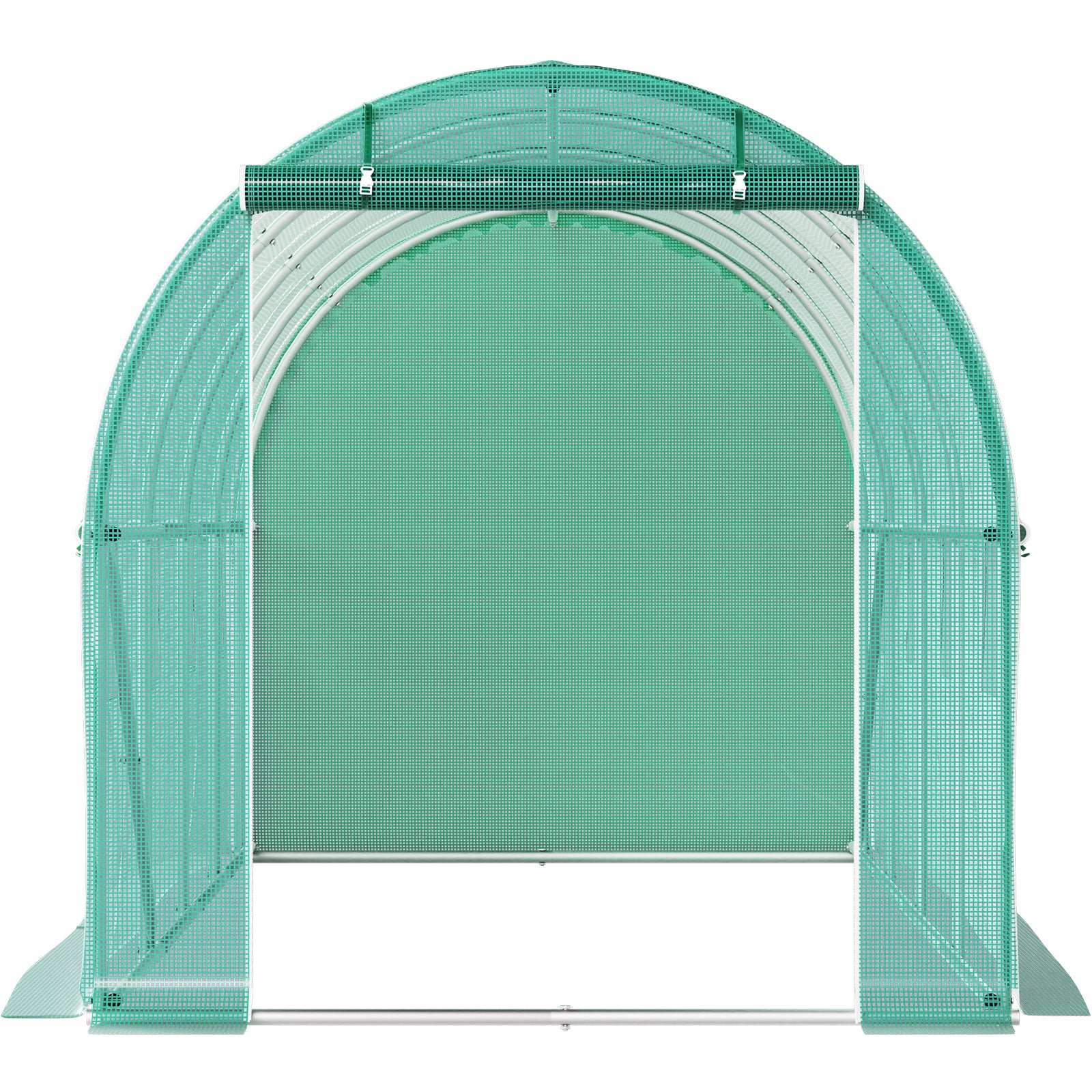 Serre de Jardin Tunnel VEVOR 4,5x2x2 m Bâche PE Renforcée 140 g/m² Armature Acier Galvanisé 8 Ouvertures Latérales Porte Zippée Culture Extérieure - 9