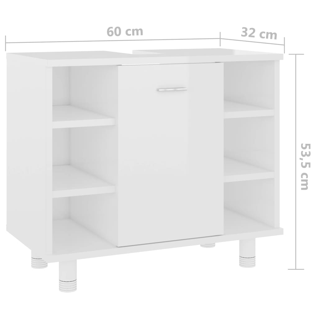 Maison Exclusive - Armario de baño madera contrachapada blanco brillo 60x32x53,5cm - 8