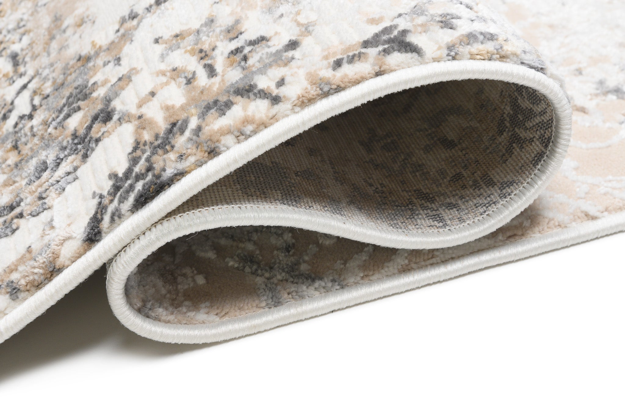 TAPISO Hera Tapis Salon Chambre Brillant Crème Beige Gris Vintage Floral Ornamental Moucheté Effet 3D OEKO-TEX 80 x 150 cm - 3