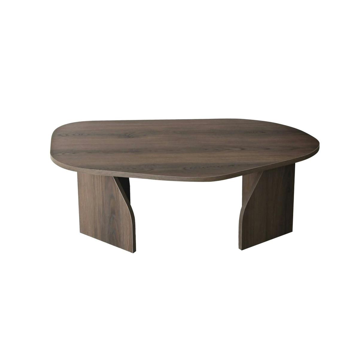 Table basse design effet bois foncé, forme galet MARFA - 4