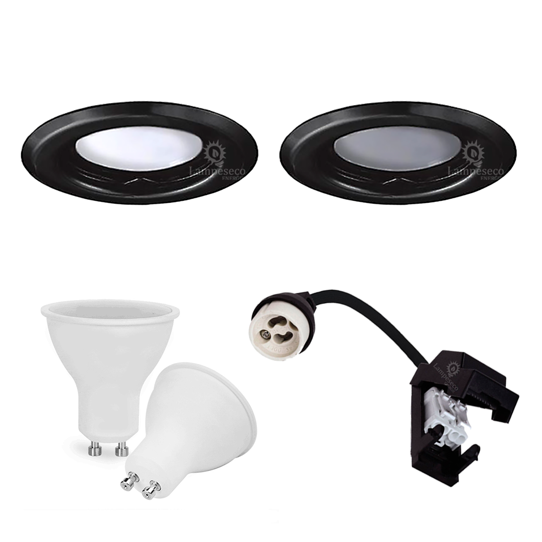Lot de 20 Spots Encastrables Fixe Noir Mat avec GU10 LED 5W eqv. 50W Blanc Chaud 3000K - 2