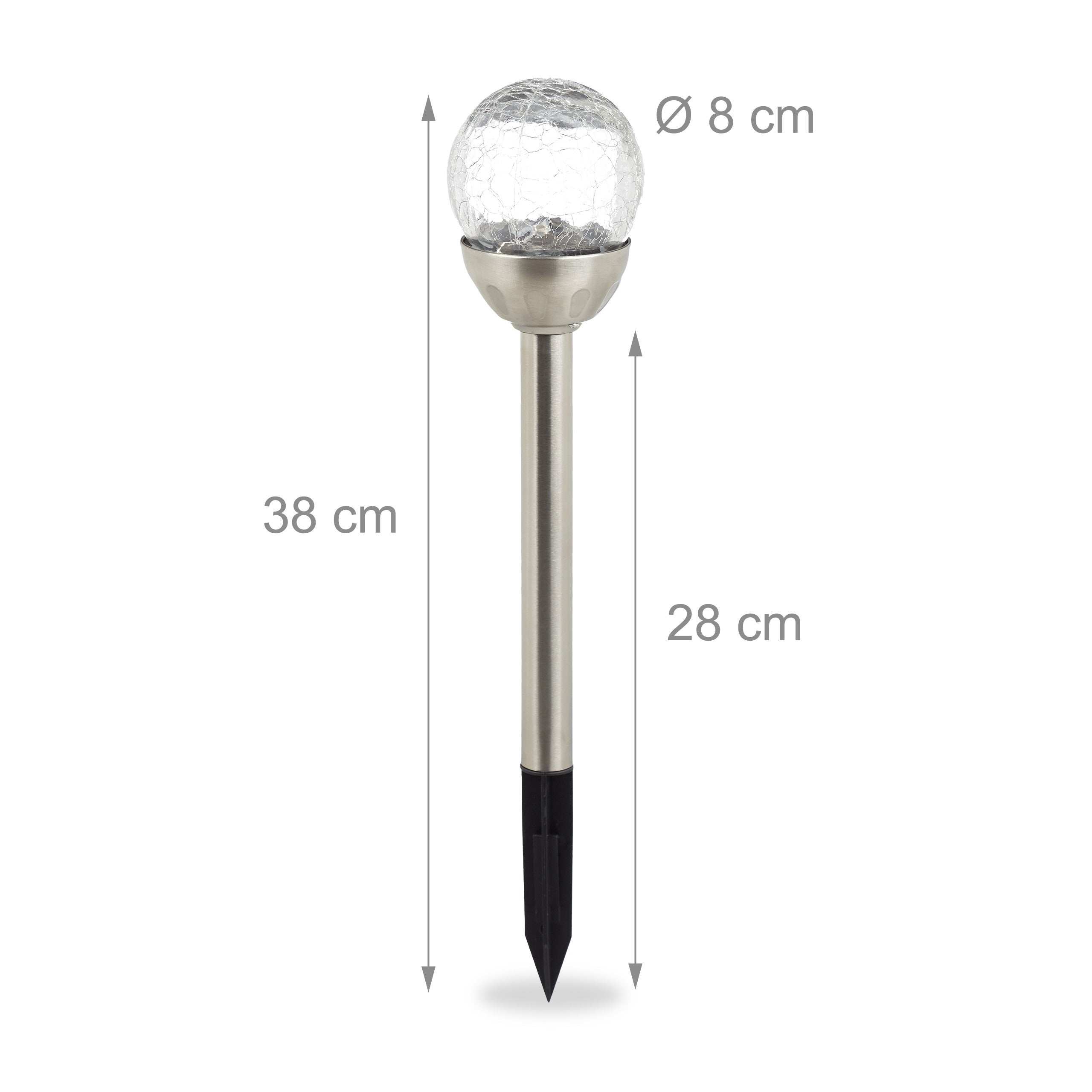 Set da 20 Luci Solari Sferiche da Giardino, Effetto Vetro Rotto, Impermeabili, Paletti Inclusi, Argento - 4