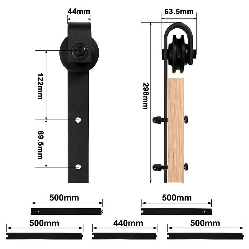 Sistema de puertas correderas Sistema de puertas correderas Kit de herrajes para puertas correderas de madera-Rayas-152cm - 2