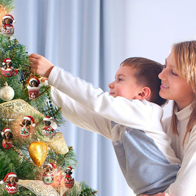 Kalendarz adwentowy z jamnikiem, 24-dniowy kolekcjonerski kalendarz świąteczny, odliczanie, miniaturowa wisząca choinka - 6