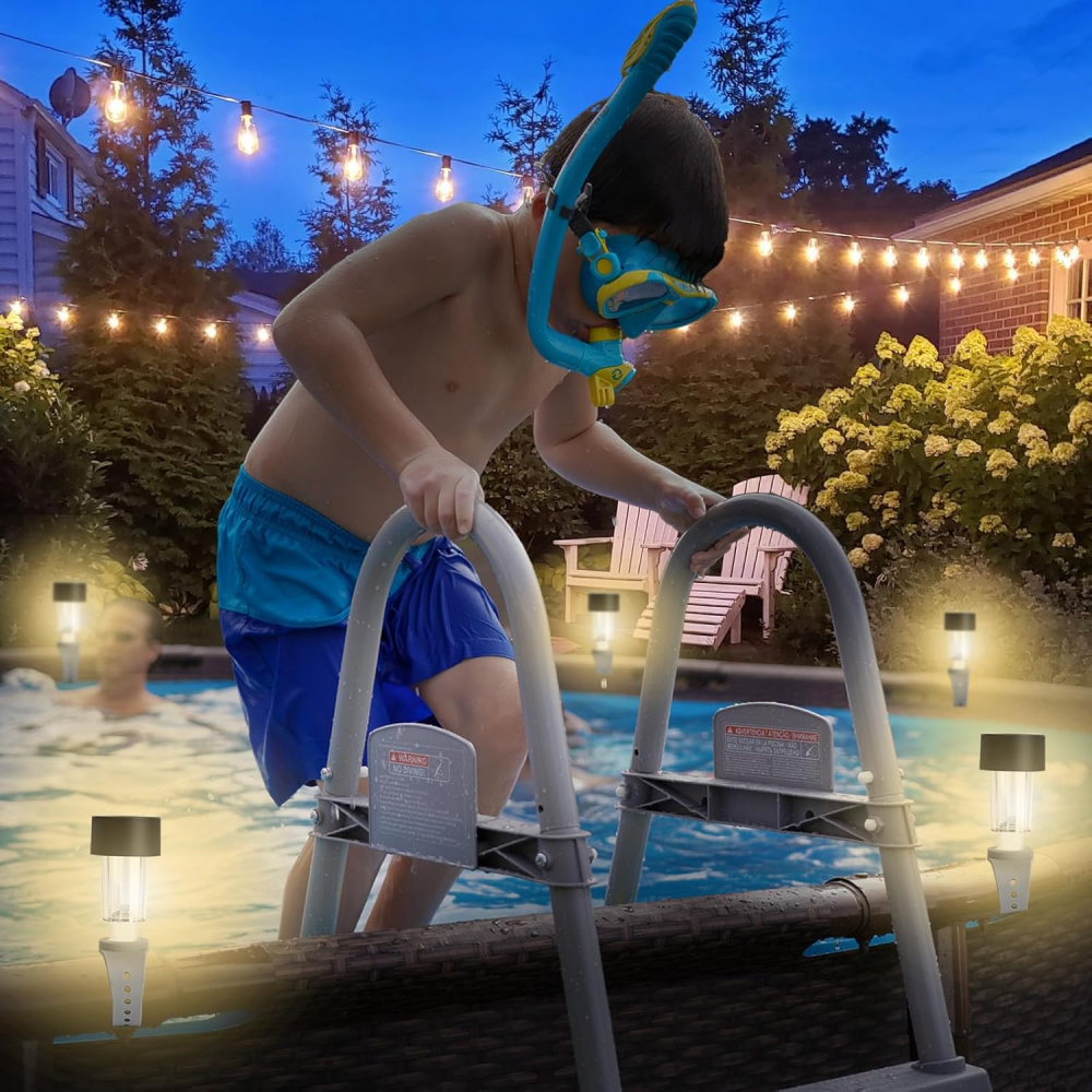 Lot de 6 lampes solaires pour piscines hors sol encadrées, accessoires de piscine étanches - 5