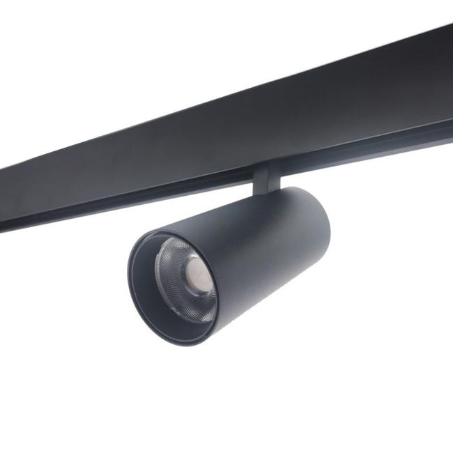 Spot LED sur Rail Magnétique 48V 7W Orientable NOIR - Blanc Chaud 2300K ...