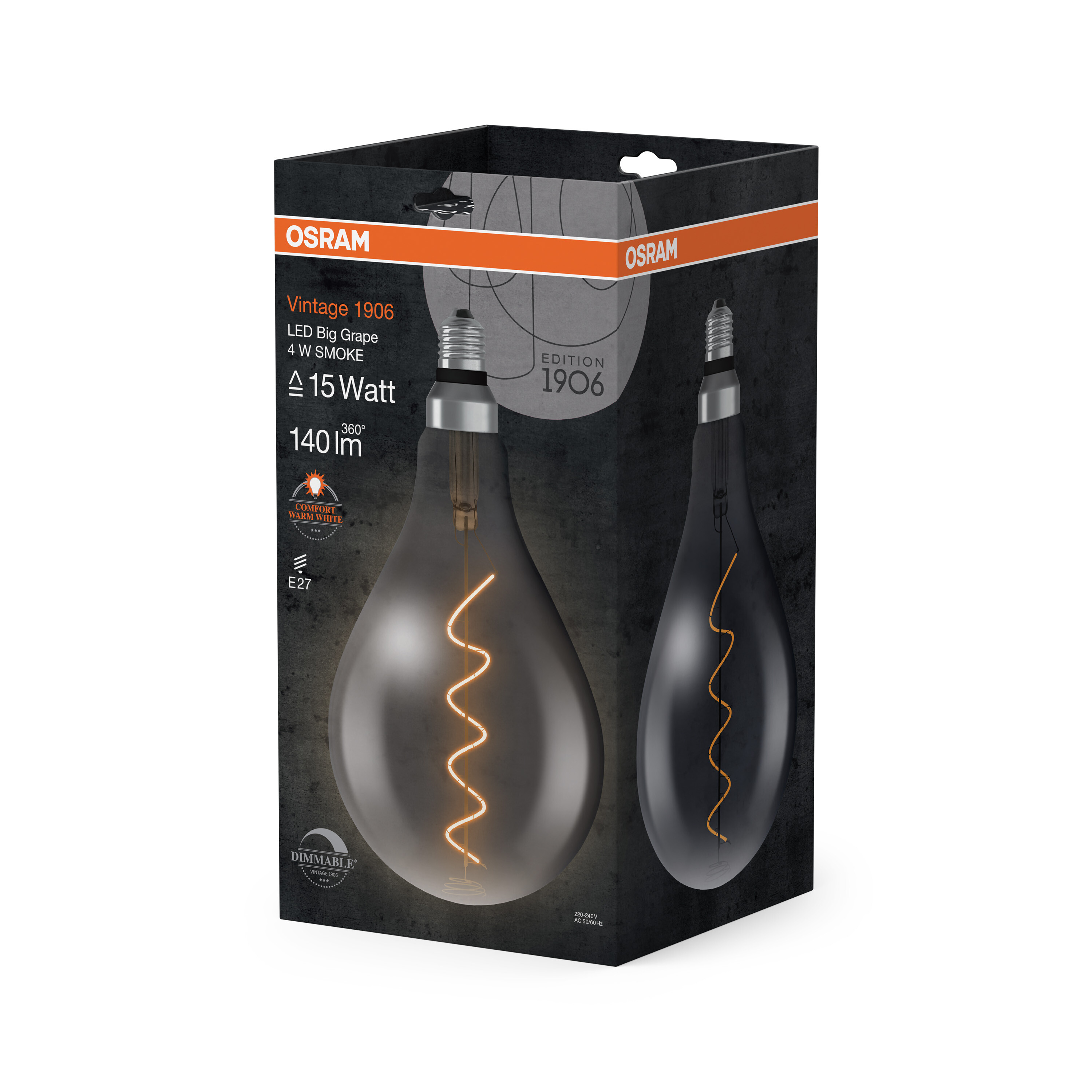 OSRAM Ampoule LED - E27 - Warm Comfort Light - 1800 K - 5 W - remplacement pour 12-W-Incandescent bulb - clair - Vintage 1906 LED DIM - 2
