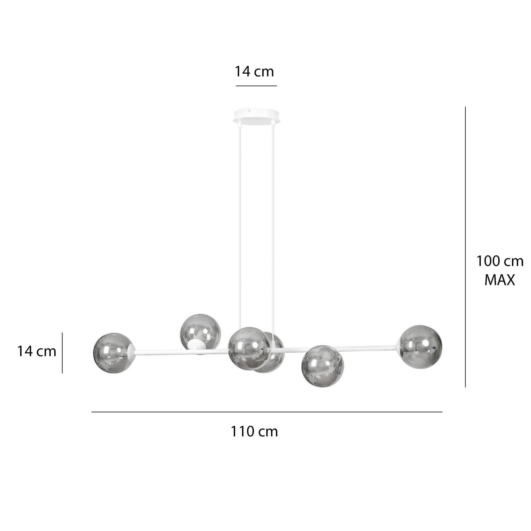 Lampa wisząca Rossi biała dymiona 6xE14x10W wym: 100 x 110 cm szkło Emibig - 4