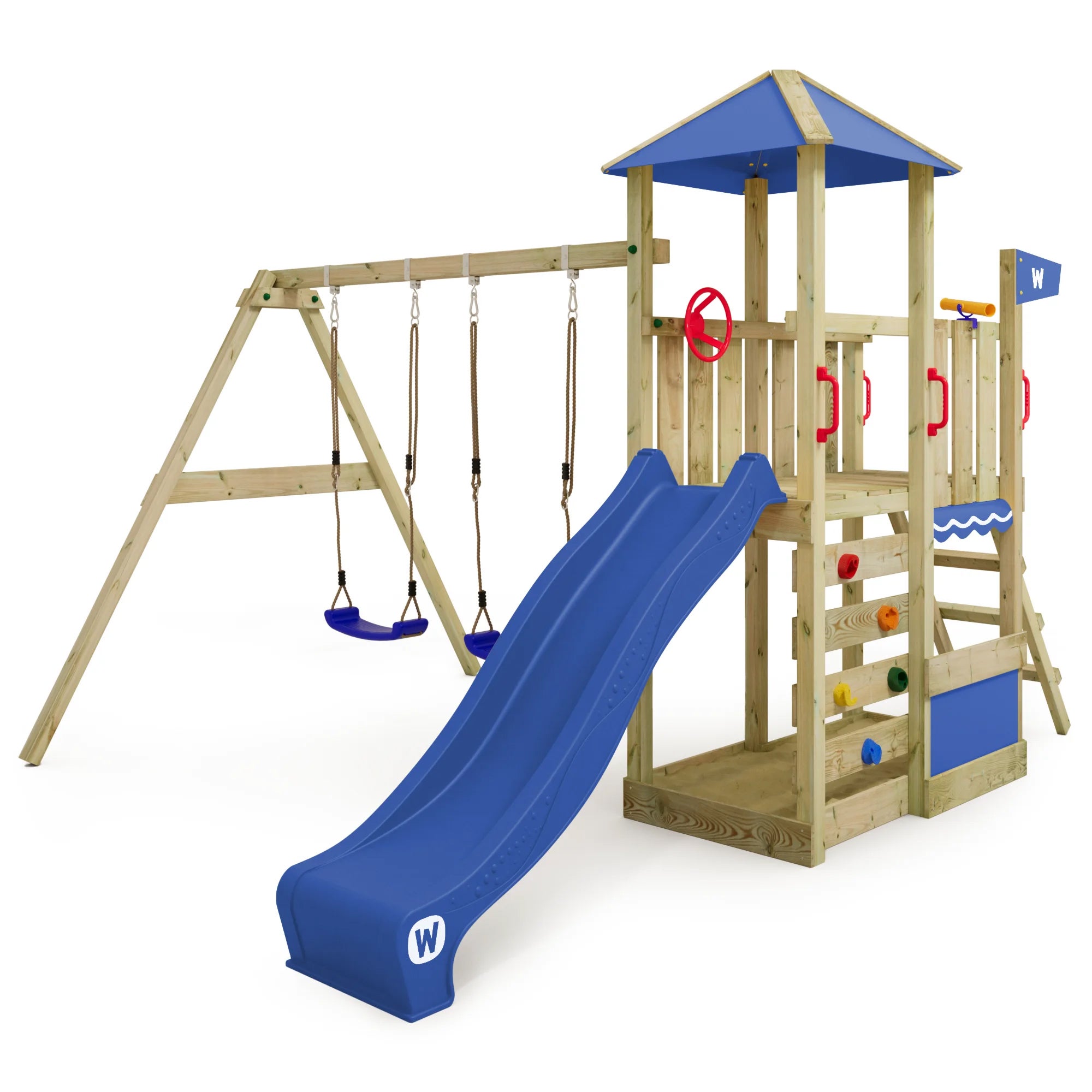 Wickey Aire De Jeux Smart Surf Avec Balançoire Et Toboggan Bleu Pastel