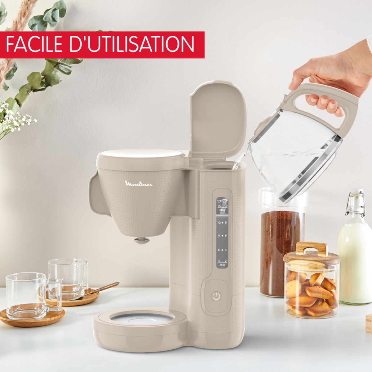 Cafetière filtre MOULINEX FG2M0B10 morning grise - 4