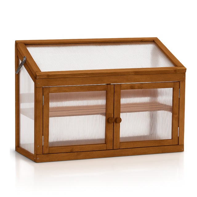 Kinto - Mini serre 90x70x37 cm pour intérieur et extérieur Porte-plantes en bois d’épicéa et polycarbonate