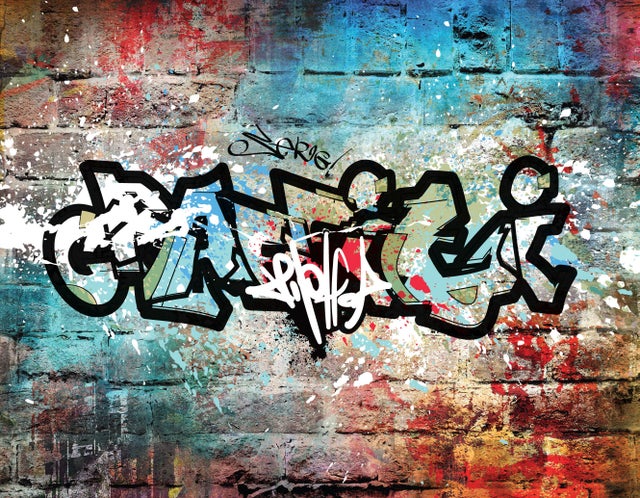 Crédence décorative SINAHIA typos graffiti 900mmx700mm Ep 6mm verre securit