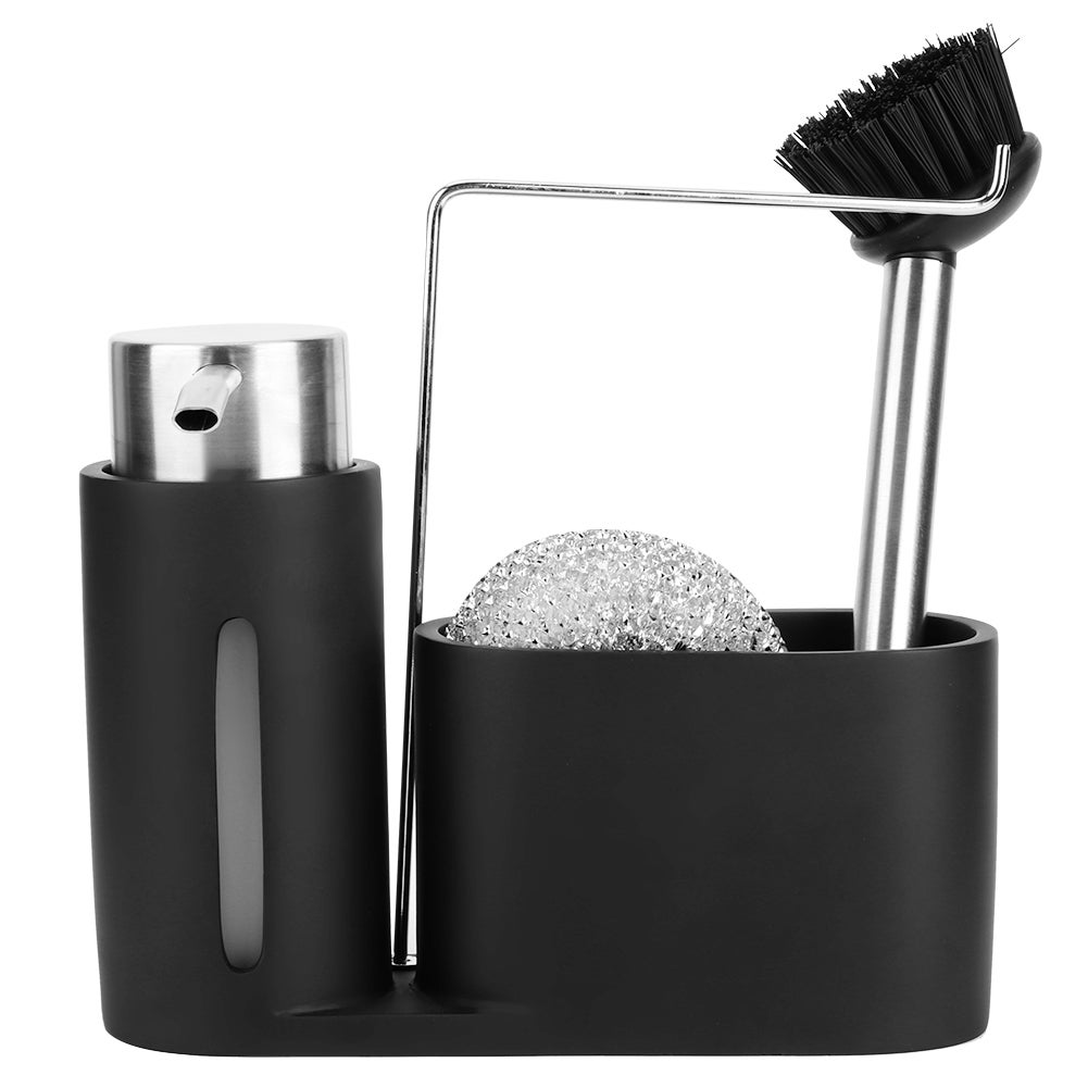 Organizer Per Lavello Da Cucina In Silicone - Vassoio Portaoggetti Nero Asciugatura Rapida - 5