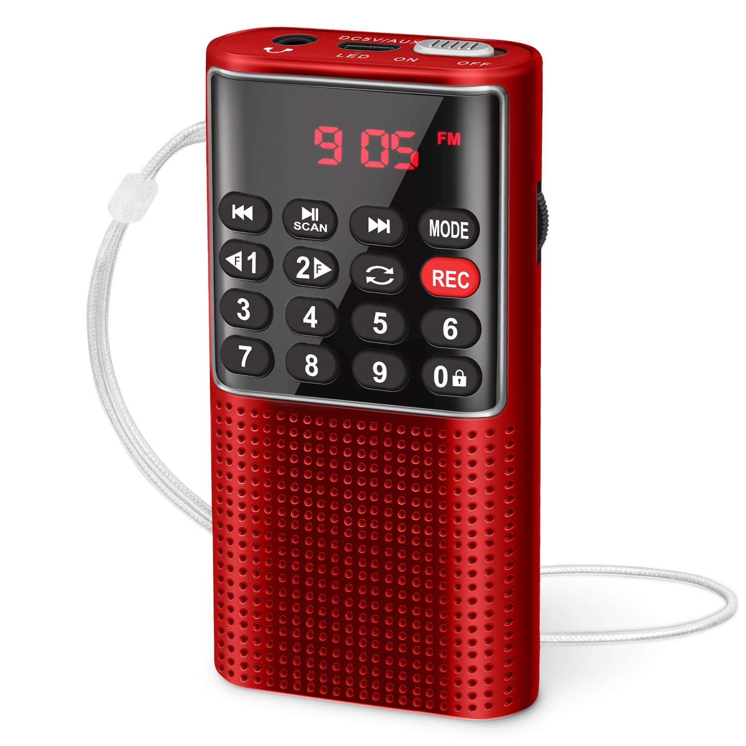 J-328 Radio Portable, Małe przenośne radio z funkcją ładowania i nagrywania, przenośne radio FM obsługuje MP3/TF/AUX/USB-C (Różowe)