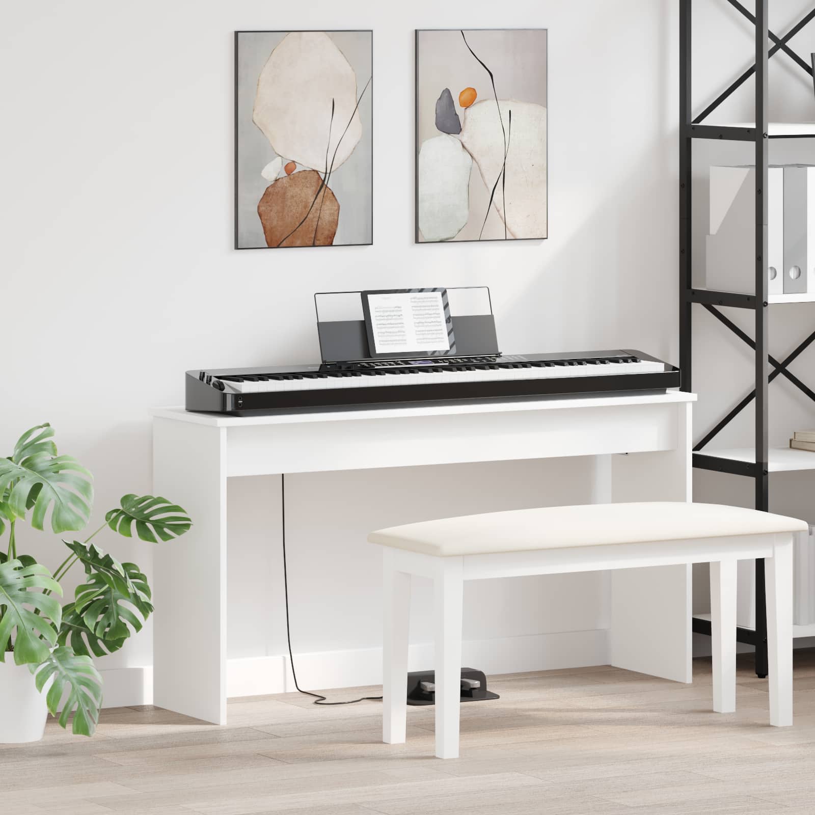 Supporto Per Tastiera In Legno 130x32x64 Cm – Design Rettangolare Moderno, Per Home Studio E Sale Prove