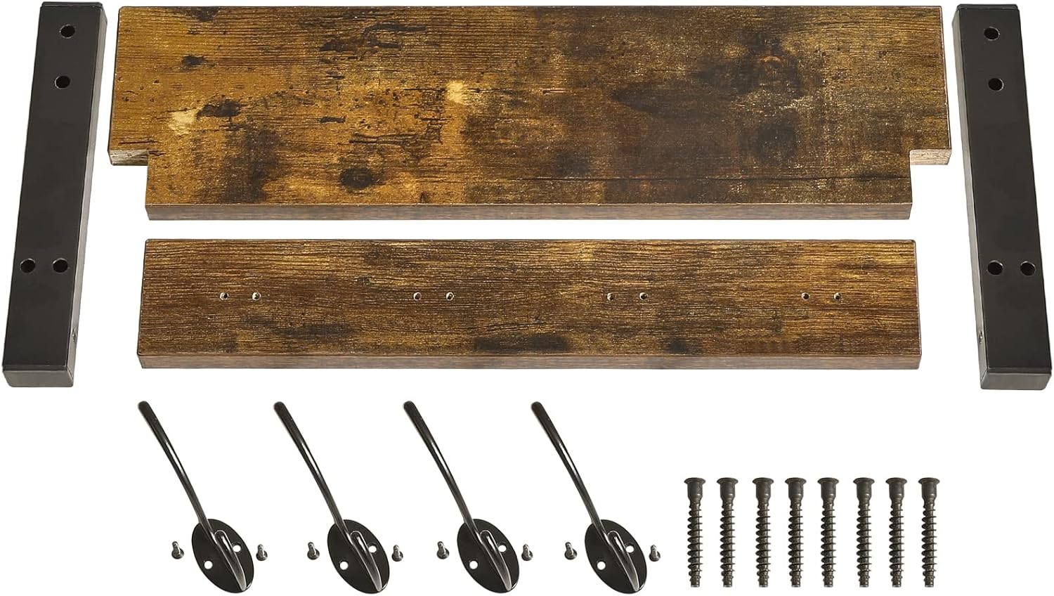 Juego de 2 percheros para entrada, perchero de pared, mueble de entrada, armario flotante, para dormitorio y baño, color negro - 4