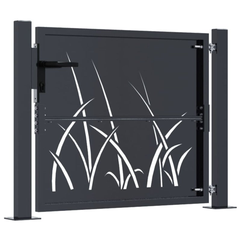 Portail de jardin anthracite 105x80 cm acier conception d herbe - 4