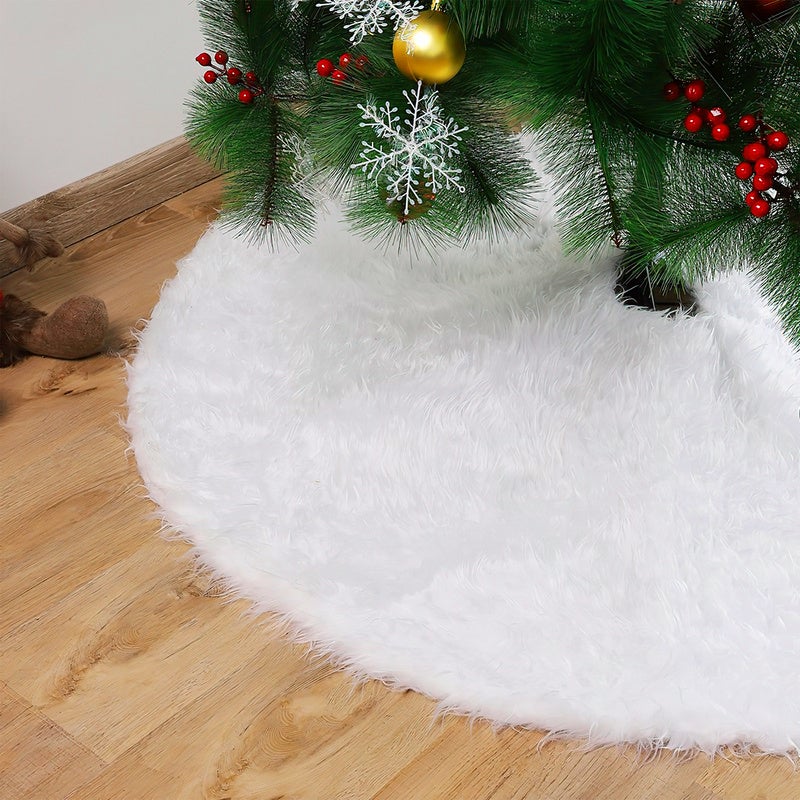 Cache-pied Sapin De Noël – Jupe En Peluche Blanche Rustique, 72x58x23.5 Cm, Style Bohème, Pour Intérieur Et Extérieur, Fêtes Et Décorations - 4