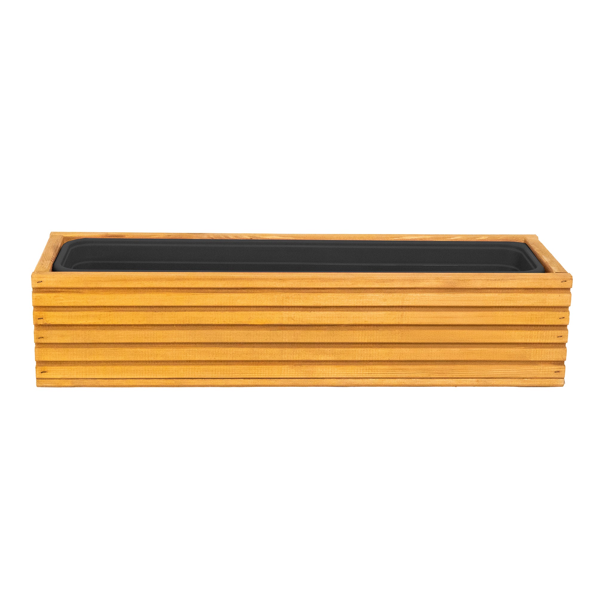 Boîte à fleurs en bois | Boîte à plantes | Pot de fleur 64 x 20 x 14,5 cm | Pot d'herbes | Pot avec insert en plastique | Imperméabilisé | Brun clair - 6