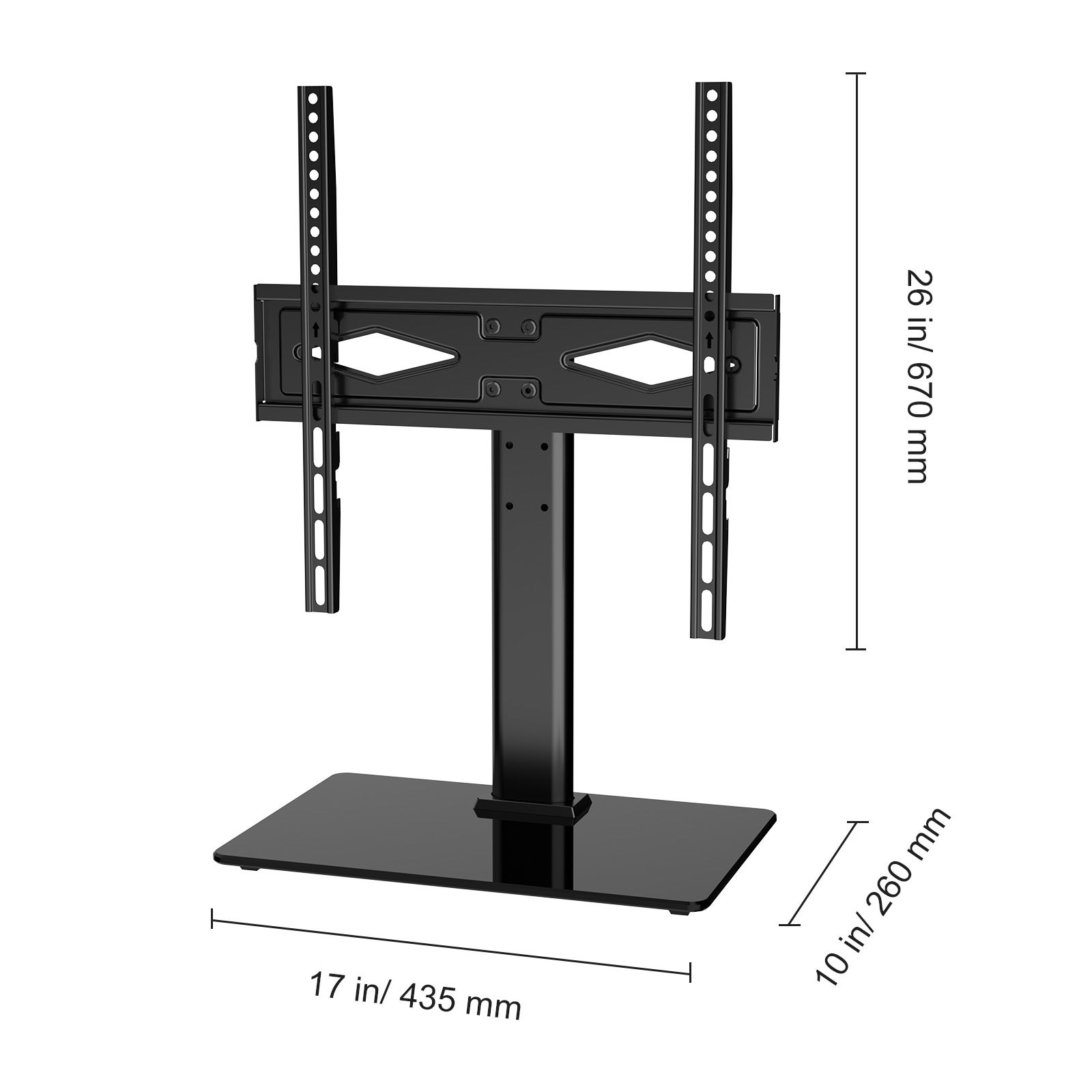 Support TV 32-55 pouces,SucceBuy support TV universel pivotant,support de sol portable réglable en hauteur avec base en verre trempé - 2