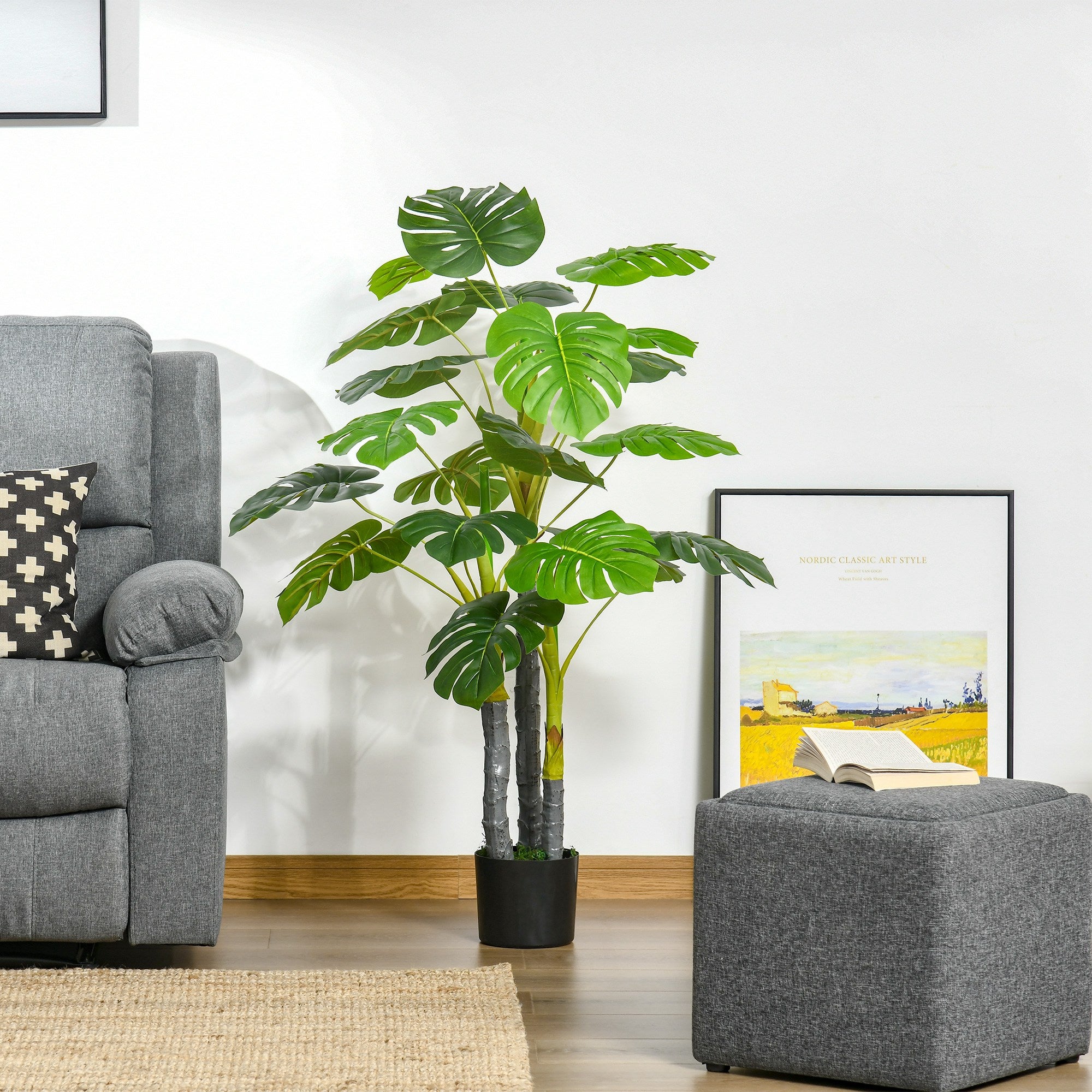 Planta artificial en maceta con 20 hojas HOMCOM ø17x120 cm verde - 2