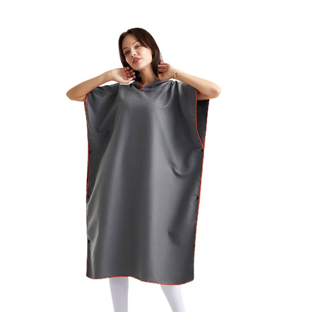 Cape de change d'extérieur, peignoir, plage, natation, plongée, serviette à séchage rapide, gris foncé, taille M.