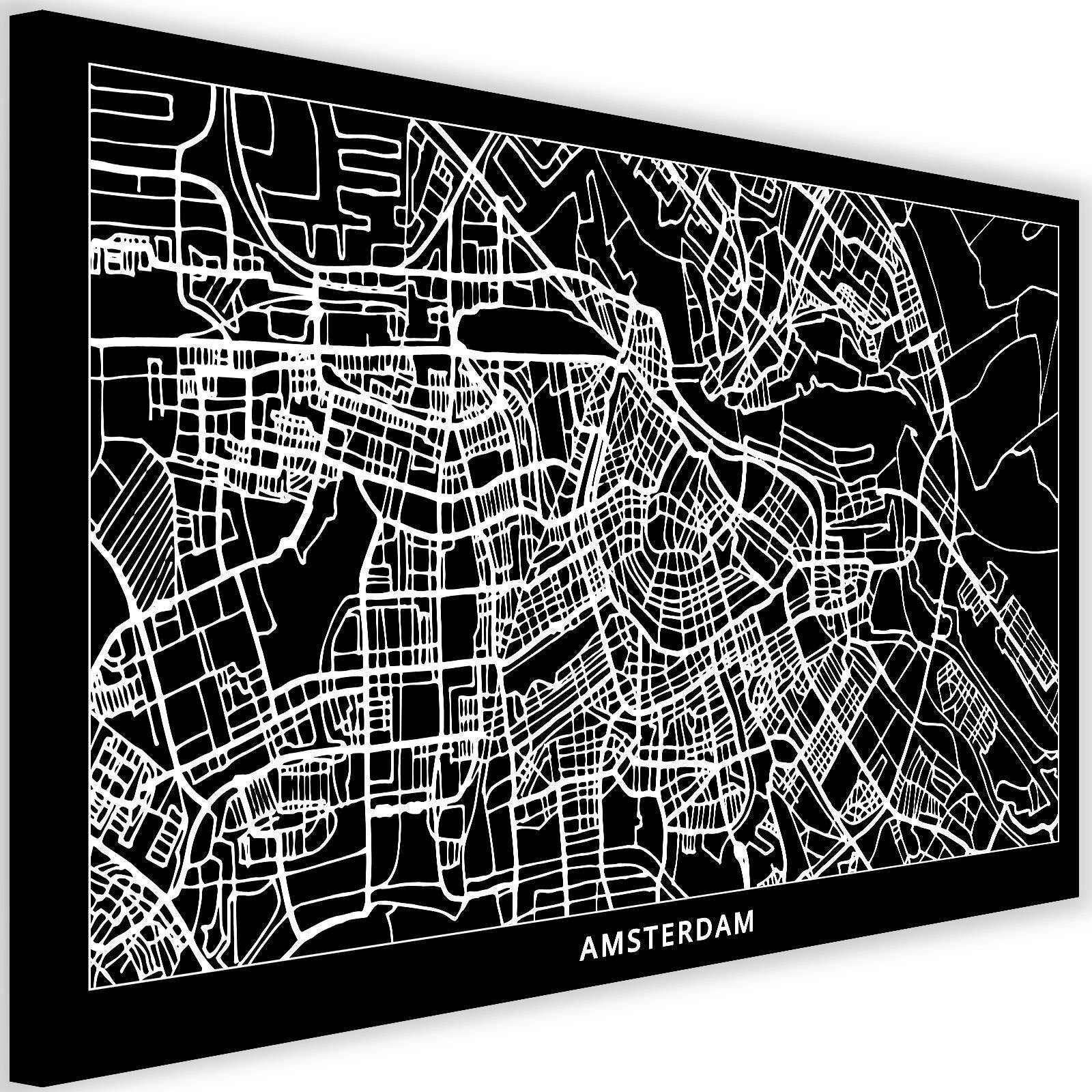 Obraz na płótnie, Amsterdam - plan miasta 90x60