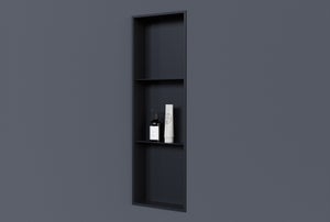 BERNSTEIN - Niche murale de douche avec rebords, étagère encastrable douche acier inox avec compartiments - 90x30x10cm - NT309010X Noir